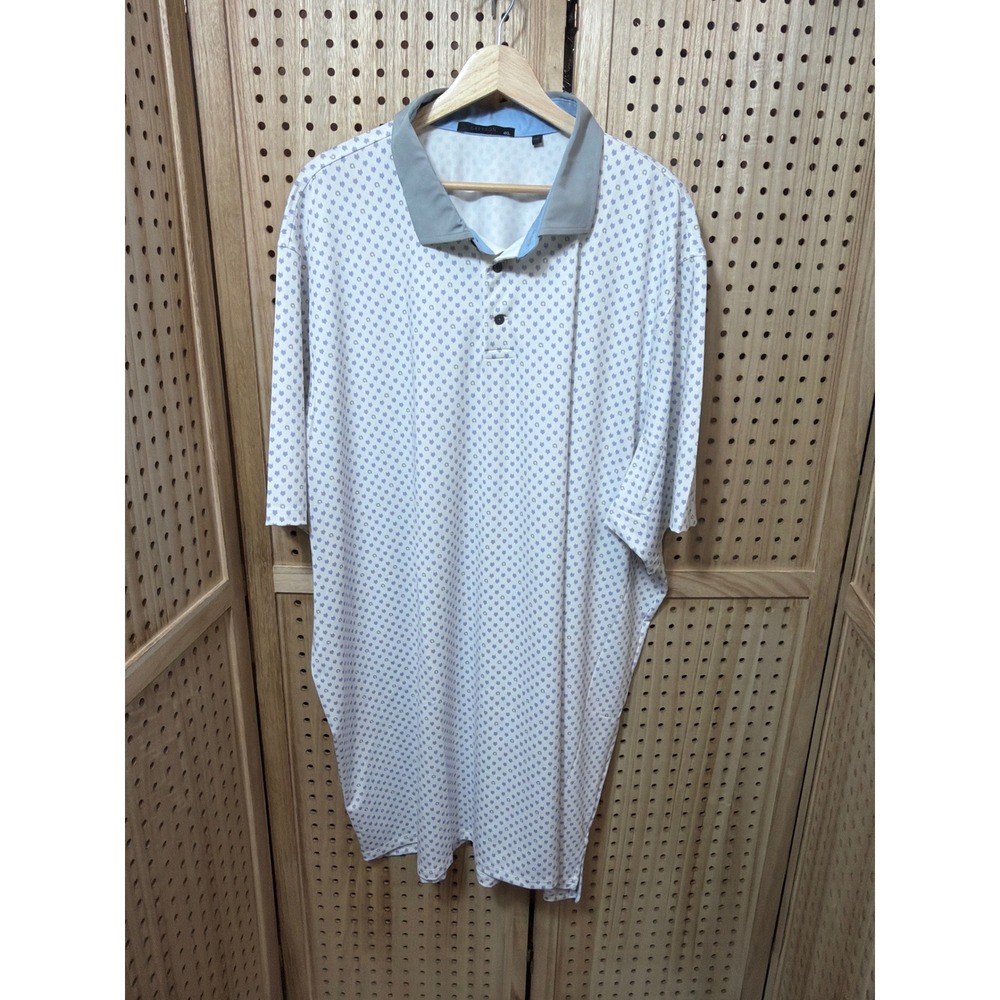 Greyson Wolf Print Golf Polo Shirt Mens 4XL White Blue Short Sleeve Performance